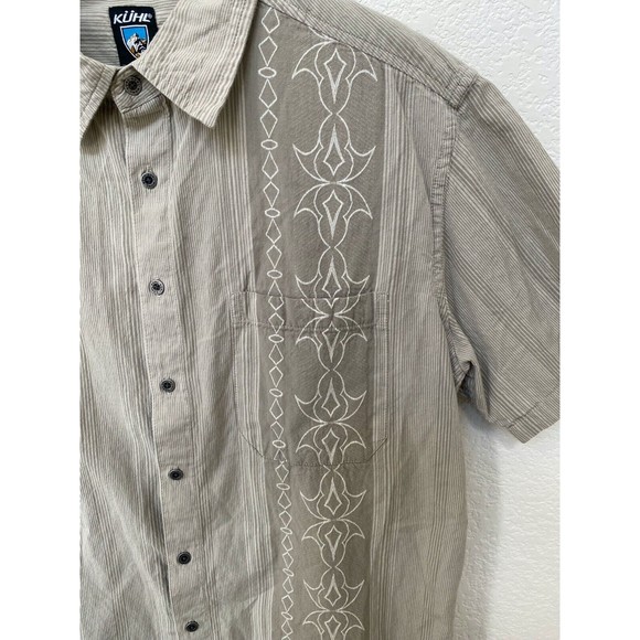 Kuhl Shirt Men's Short Sleeve Button Front Rugged Camp Beige Size L - Picture 2 of 7
